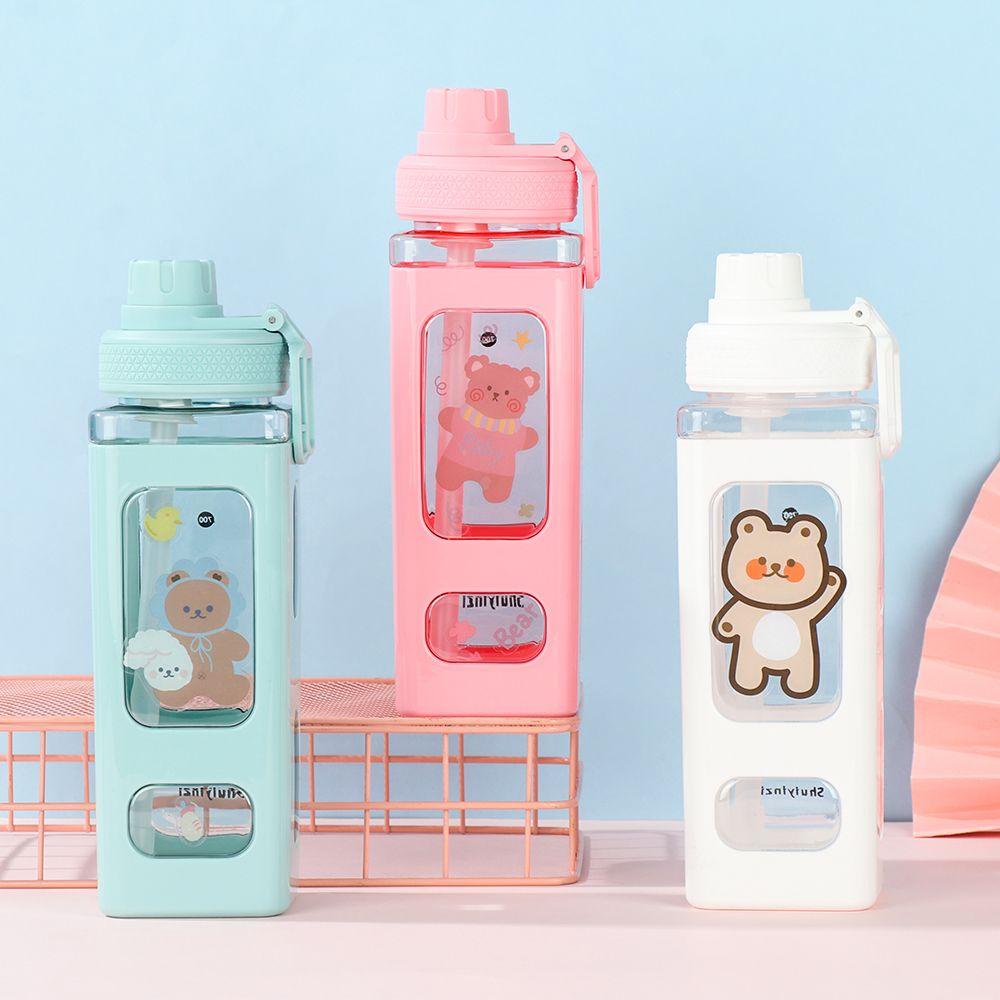 Suyo Botol Minum 700ML Motif Kartun Beruang 3D Dengan Sedotan Untuk Sekolah / Travel / Outdoor