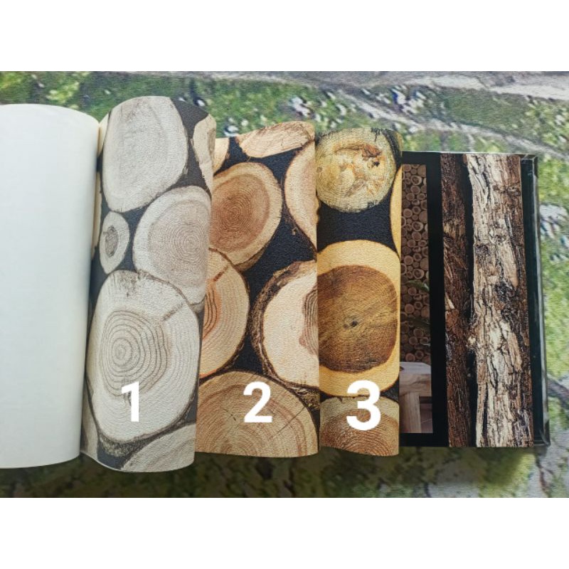 wallpaper dinding potong kayu bulat bulat coklat