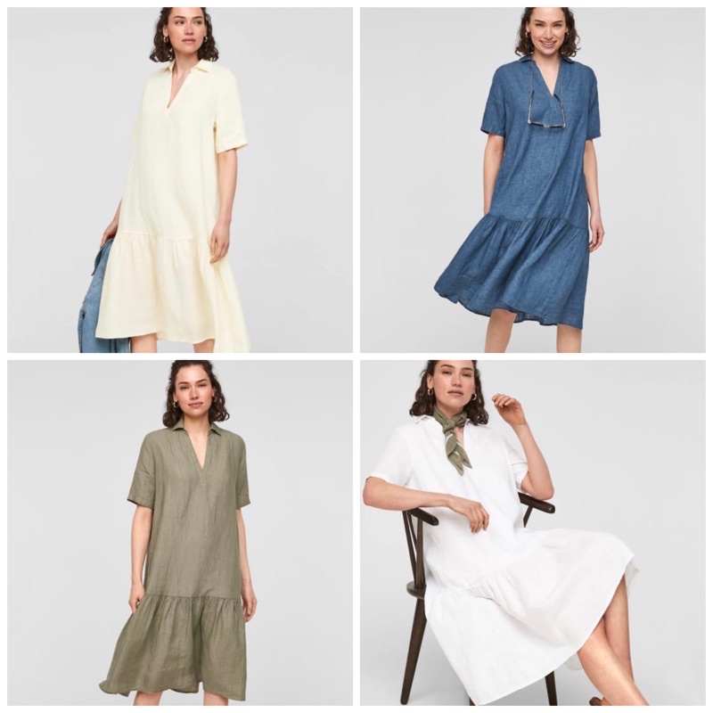 S.Oliver Pure Linen Tiered Dress