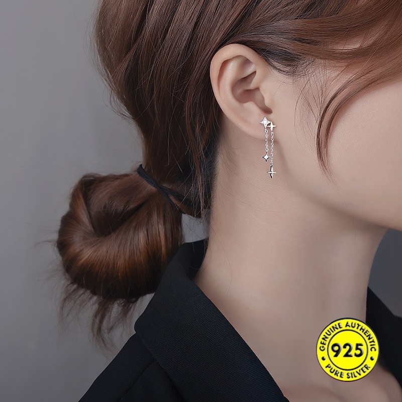 Anting Tusuk Gantung Temperament Bahan Sterling Silver 925 Untuk Wanita