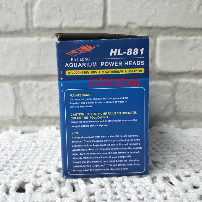 HAILONG HL 881 HL881 HL-881 Pompa Celup Power Heads aquarium aquascape