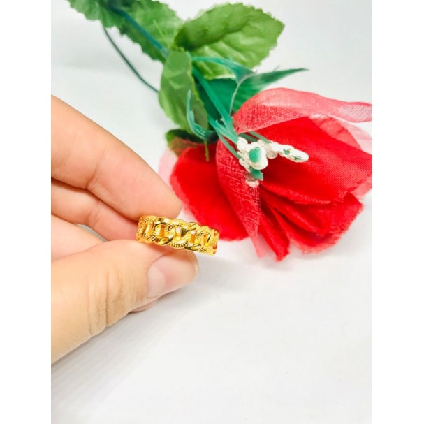 cincin wanita motif rantai perhiasan wanita gold