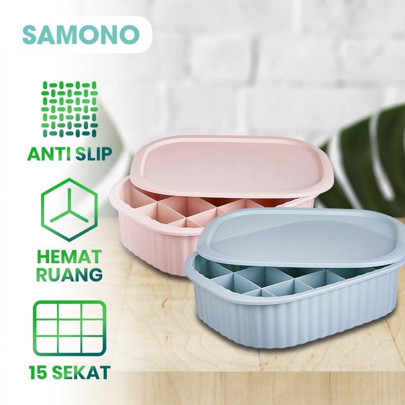 SAMONO SSB008 15 Sekat Box Kotak Penyimapanan Underwear dengan Tutup Tempat Organizer Storage Box