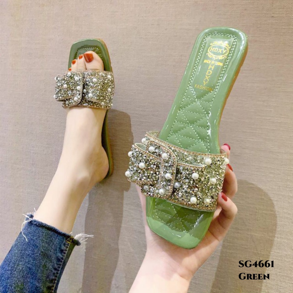 RESTOCK WYN SANDAL RIBBON FULL DIAMOND FASHION KOREA SG4661