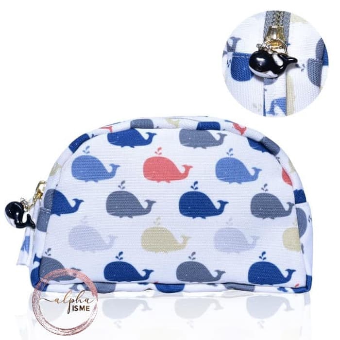 

alphaisme Cute Whale Pouch Tempat Pensil Kosmetik dengan Whale Charm