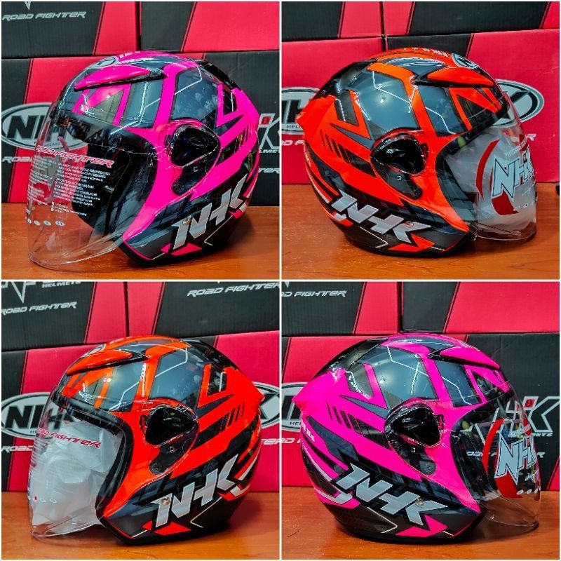 HELM NHK R6 MOTIF SE PATROL PINK SILVER Dan ORANGE SILVER