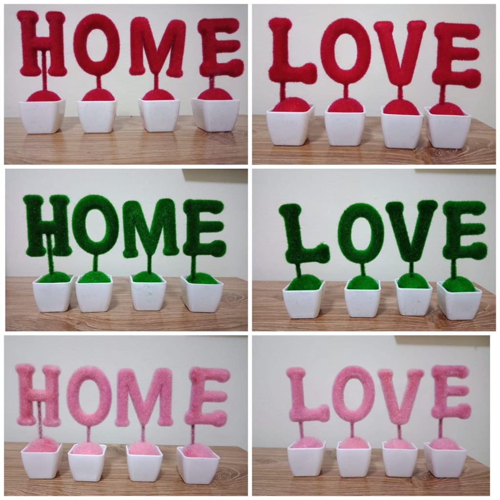 Pajangan Tulisan HOME LOVE BINTANG Dekorasi Ruangan Tanaman Love (1kg = 7set) Happyonshop