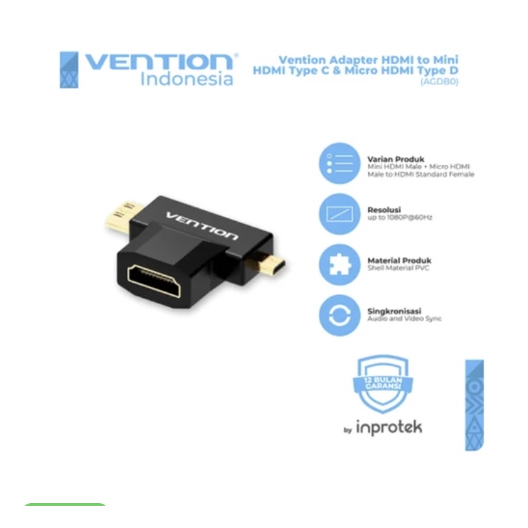 Vention Adapter 3in1 HDMI Female to Mini &amp; Micro HDMI Male Gold - AGD