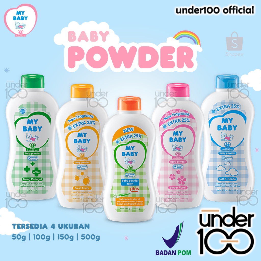 ❤ Under100 ❤ My Baby Powder Extra Fill Bedak Bayi 50g | 100g | 150g | 500g | MyBaby | BPOM