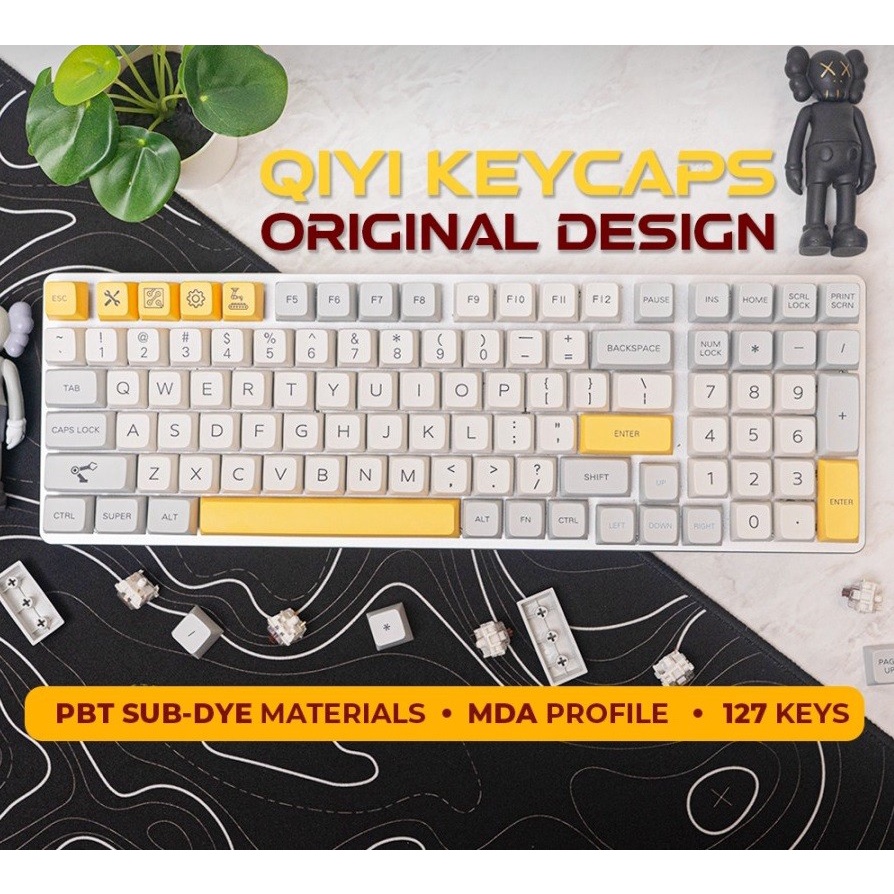 Yiqi Original Design PBT Dye-sub Keycaps 127 set MDA Profile