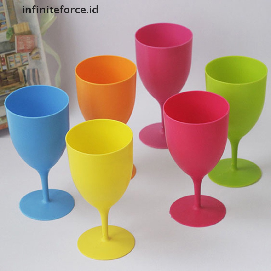 (Infiniteforce.Id) 6pcs / Set Gelas Champagne / Wine Bahan Plastik Kualitas Tinggi