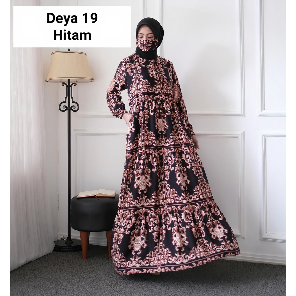 Gudang_Mukenaku Gamis Deya 19 Maxi Syari Fashion Wanita Dewasa Bahan Katun Apple Kancing Depan (Busui) Terbaru Premium COD bisa bayar di tujuan