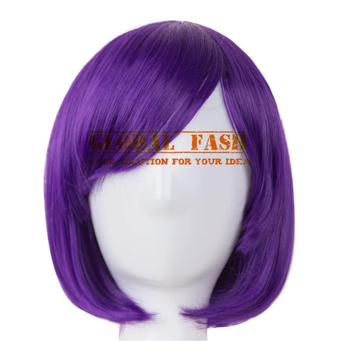 Wig bob ungu/ Wig pendek lurus / Wig Cosplay/ Rambut Palsu full