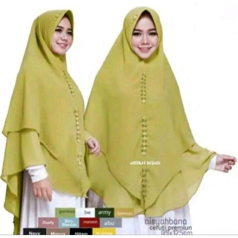(COD) KHIMAR SYAR'I 2 LAYER JUMBO/Hijab Instan SWAROVSKI AISYABANA Cerruty/ Kerudung layer Jumbo mod