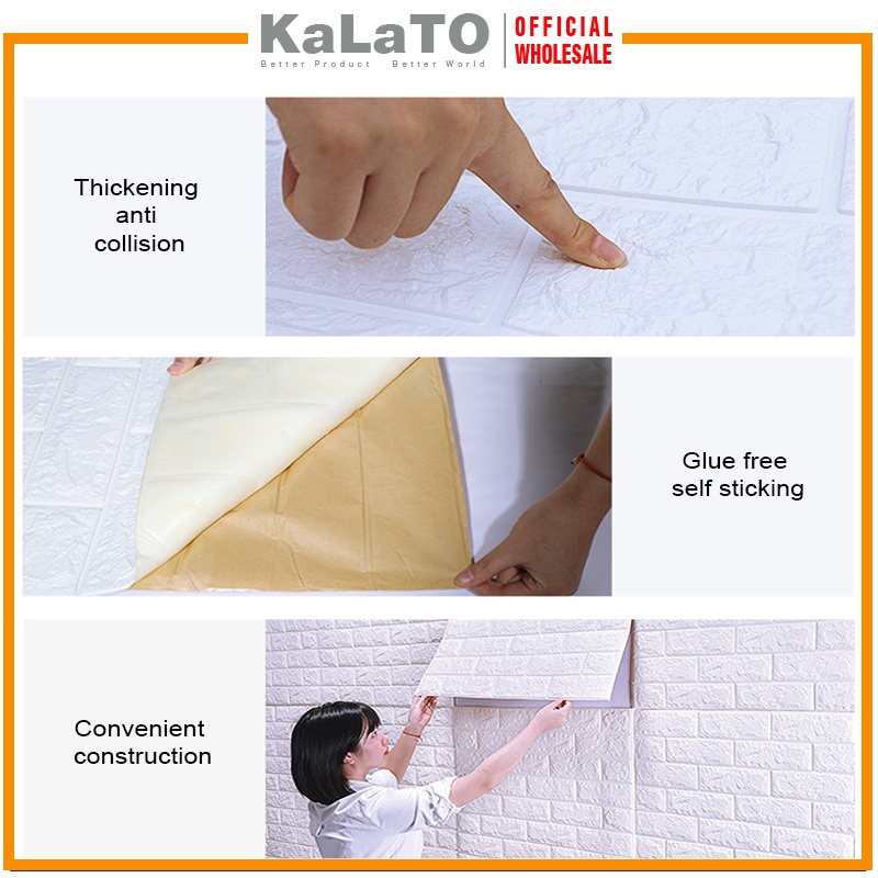 (KaLaTO) Wallpaper Dingding 3D Foam Motif Batu Bata 70 x 77 CM Dekorasi Dinding Kamar Murah Wallpaper 3D Foam-2