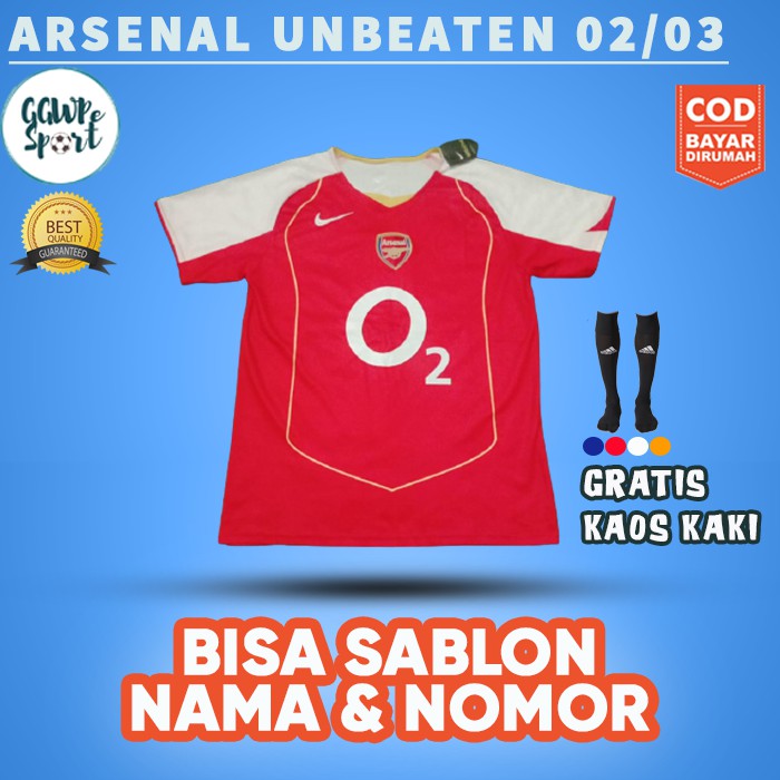 JERSEY RETRO ARSENALL HOME UNBEATEN 2002/2003 KUALITAS JAMINAN TERBAIK