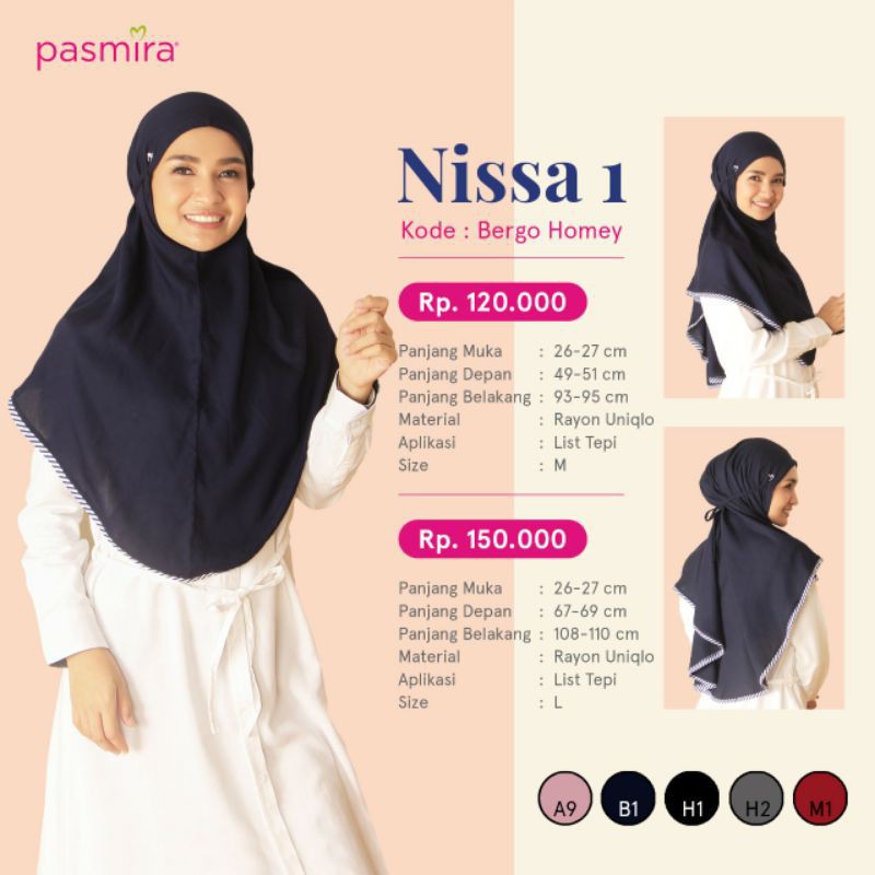 Bergo Hijab Instan Pasmira Nissa 1 - Bergo Homey