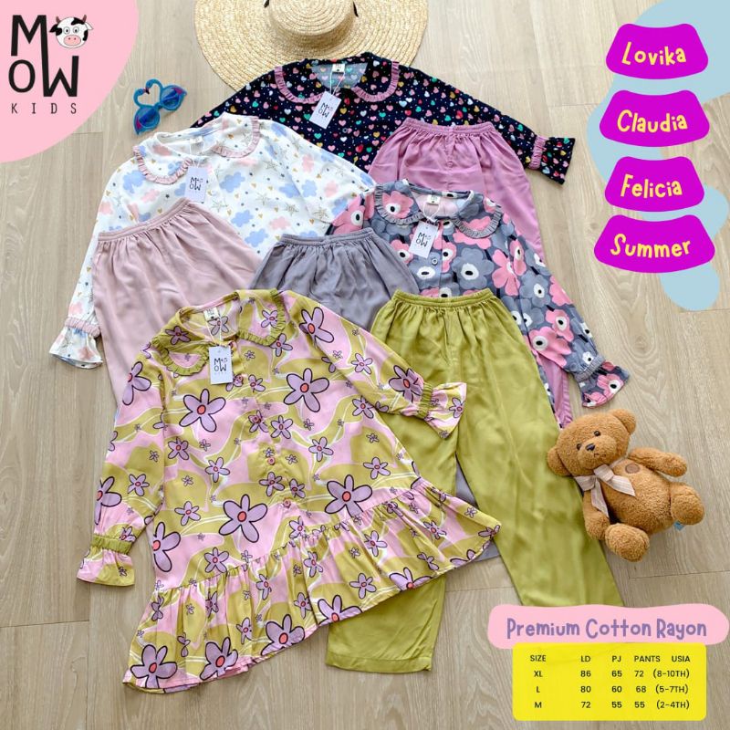 Felicia Lovina summer Claudia set setelan anak bahan rayon tunik dan celana