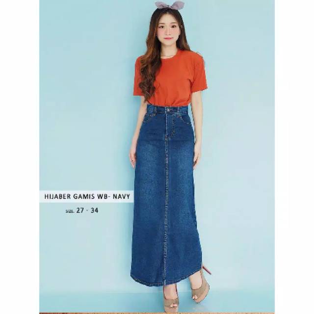 Rok JEANS Panjang WB- Kombi Hijaber KEREN/ROK/ROK JEANS PANJANG