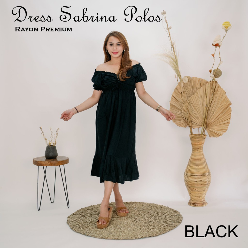 Dress Sabrina Polos Bahan Rayon Premium Untuk Remaja dan Dewasa Paling Murah Dan Kekinian