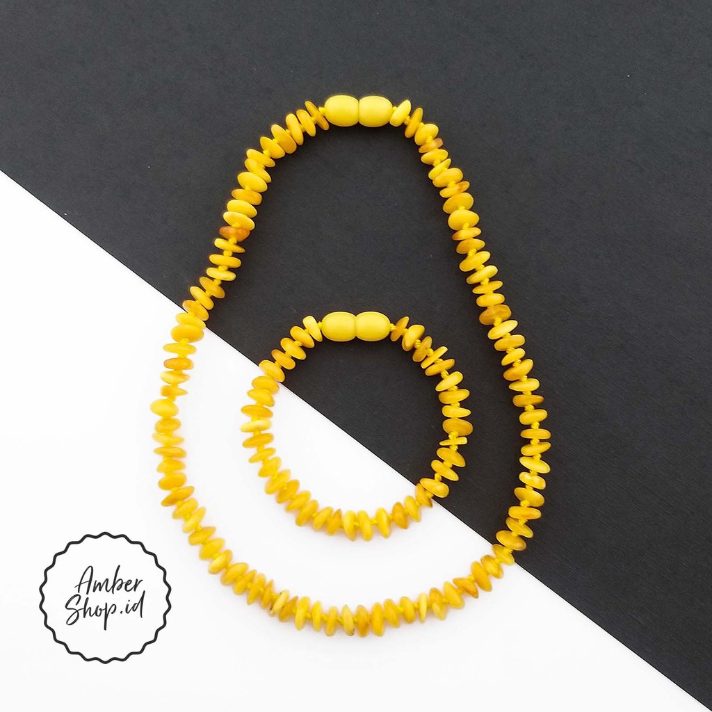 Set kalung &amp; gelang amber pereda nyeri tumbuh gigi bayi AS49- Amber Shop