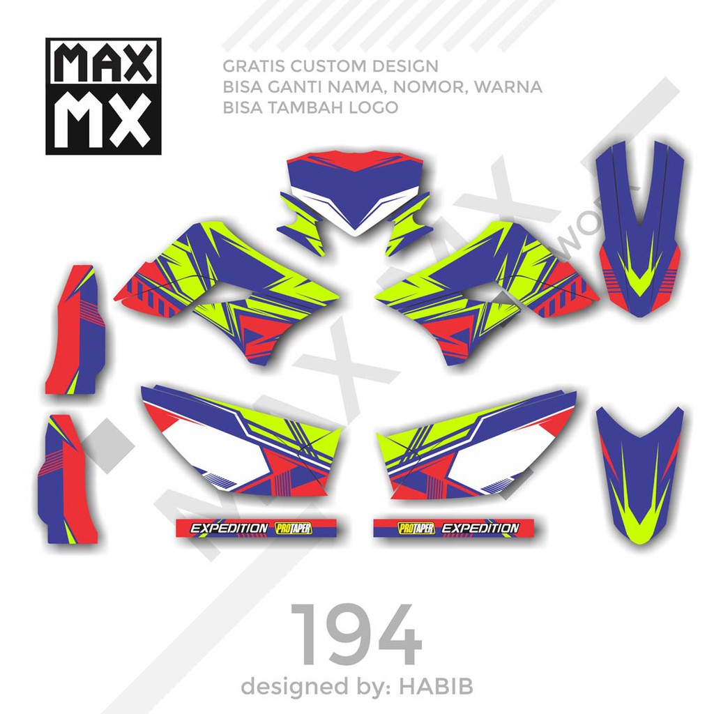 MX-01194 decal klx 150 biru hijau road race