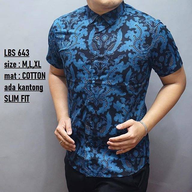 LBS 643 LUIGI BATIK PRIA SLIMFIT LENGAN PENDEK