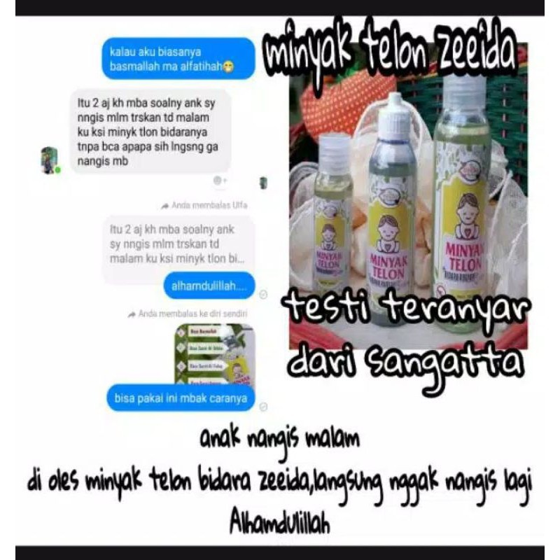 (ORIGINAL) MINYAK TELON BIDARA RUQYAH ZEEIDA ASLI MURAH 100ML