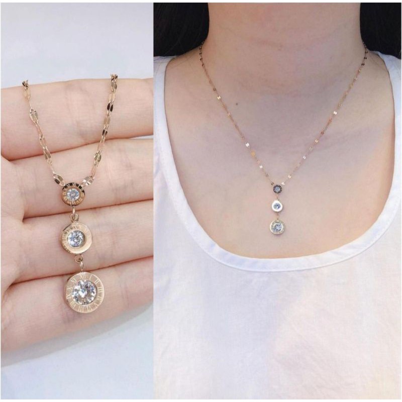 Kalung Titanium Premium Lapis Warna Emas 18K /Kalung wanita titanium anti karat Ala Korea Untuk Wanita Rantai Choker