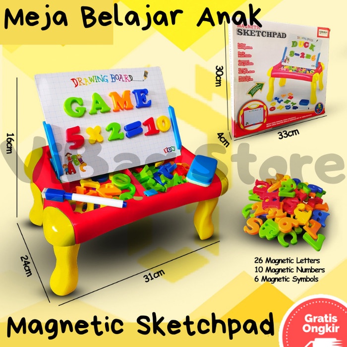 

Meja Belajar Anak Menggambar Menulis Papan Tulis Magnet COLONY BRO1236 - Merah