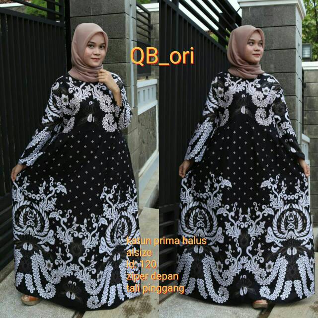 Batik gamis sogan denim | Baju muslim kekinian | Batik muslim modern