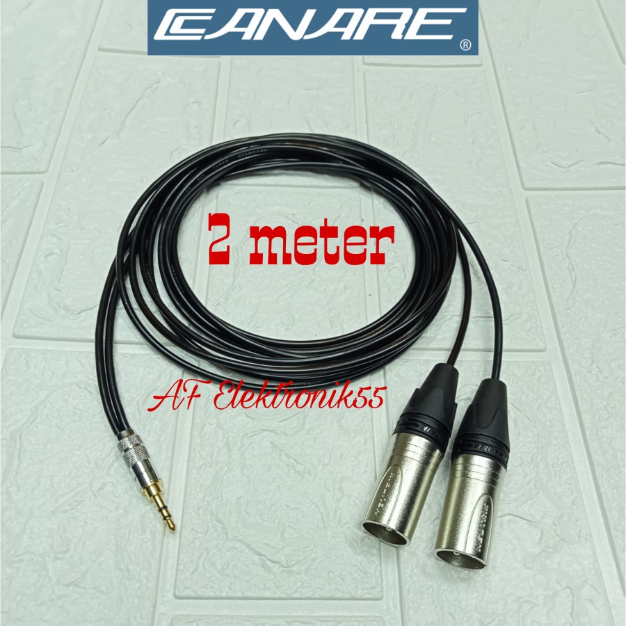 Kabel audio canare kecil jack akai mini 3.5 mm To 2 xlr male 2 meter