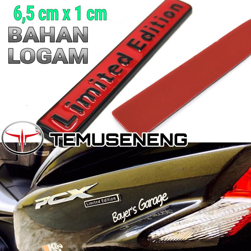 Emblem Limited Edition 3D Crom Bahan Logam Car Logo Tulisan Tempel Keren Eksterior Doubletape Variasi Aksesoris Universal Warna Hitam Merah