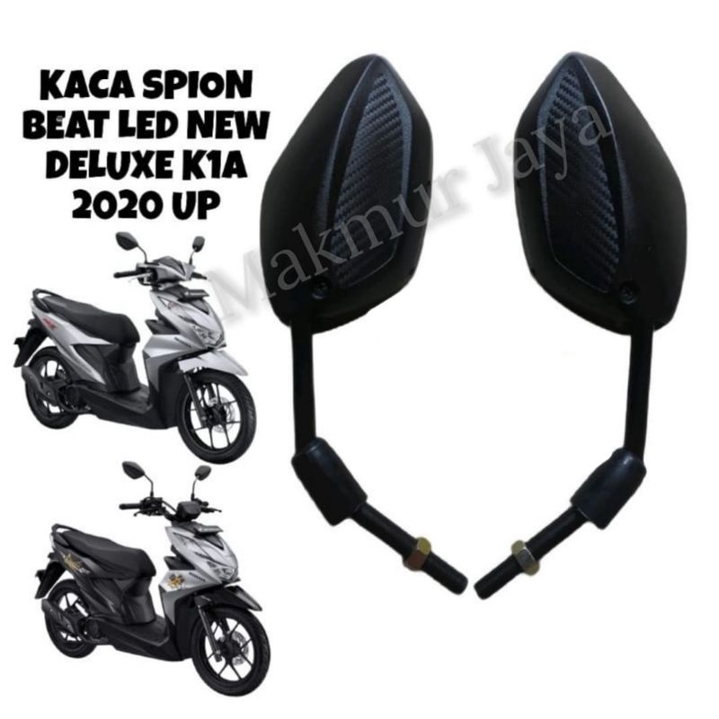 Kaca Spion Honda Beat Deluxe Beat Street New Led 2020-2022 Gagang Hitam Drat Honda Model Standar Original