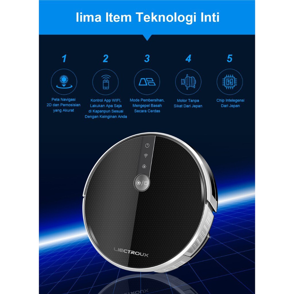 Liectroux Robotic Robot Vacuum Cleaner LIECTROUX C30B Daya Hisap 3000p