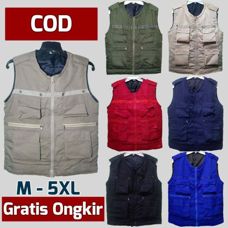 Rompi lapangan Tactical / wartawan Pria M s/d 5XL