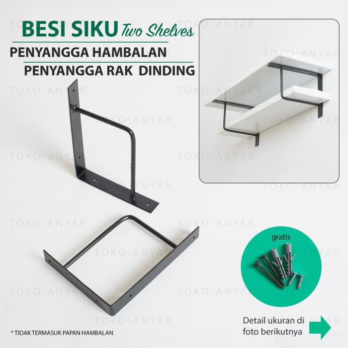 Rak siku besi tempel tembok siku rak dinding ambalan papan kayu