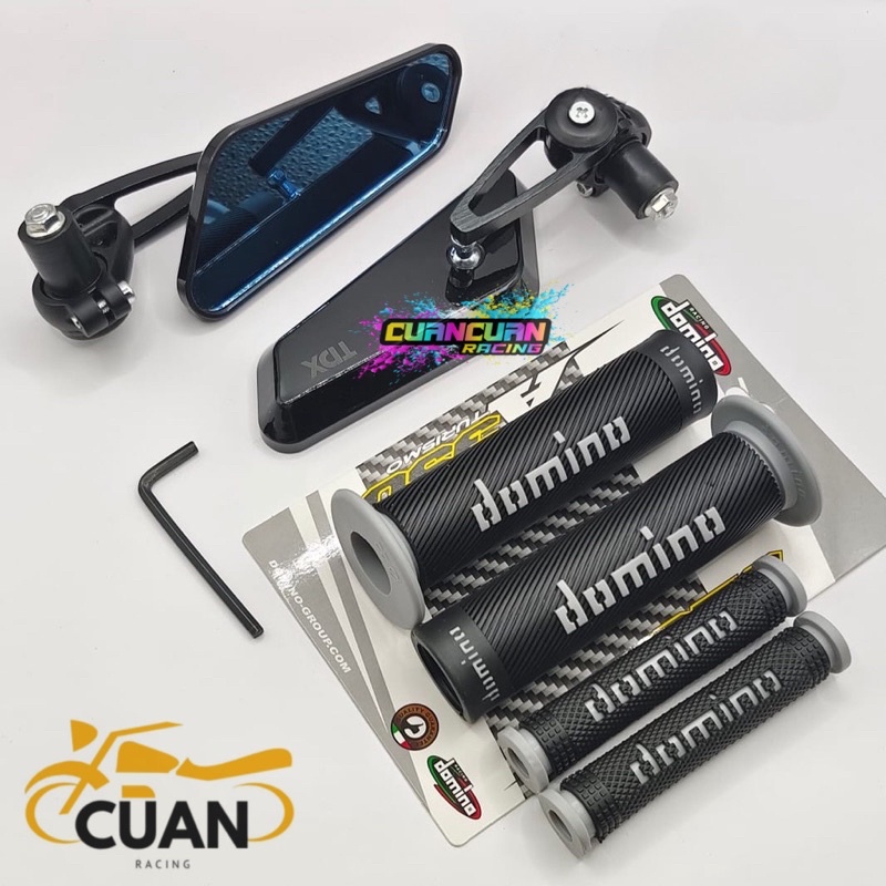 Spion Jalu Circuit plus Handgrip Domino Bulu  plus Karet Handle Domino  1 paket 3 item Universal all Motor