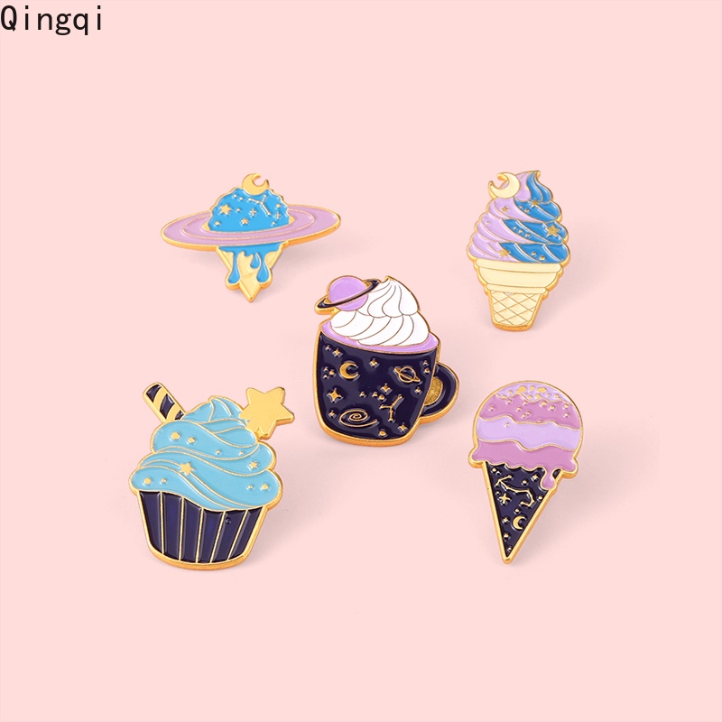 Bros Pin Enamel Bentuk Planet / Es Krim / Dessert Untuk Aksesoris Tas / Pakaian Anak