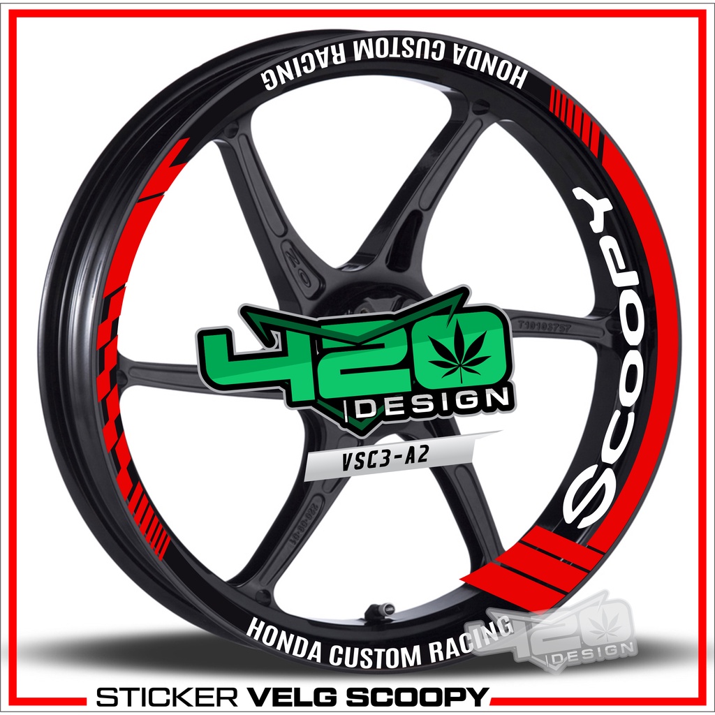 Aksesoris Stiker Cutting Sticker List Velg Motor Honda SCOOPY Terbaru Lis Pelek Velk Variasi - KODE 