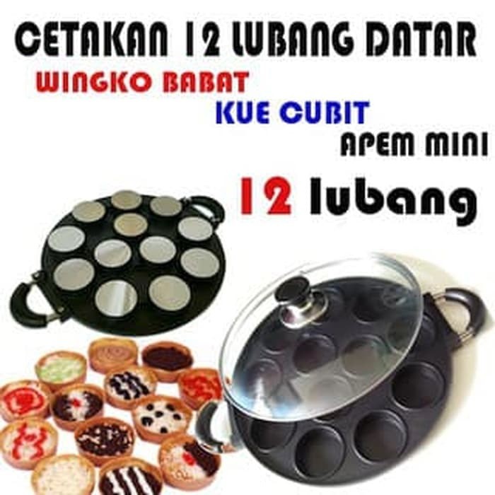 Cetakan 12 Datar Apem/Telur Mata Sapi/Lumpur /Makroni Panggang 12 Lubang Datar