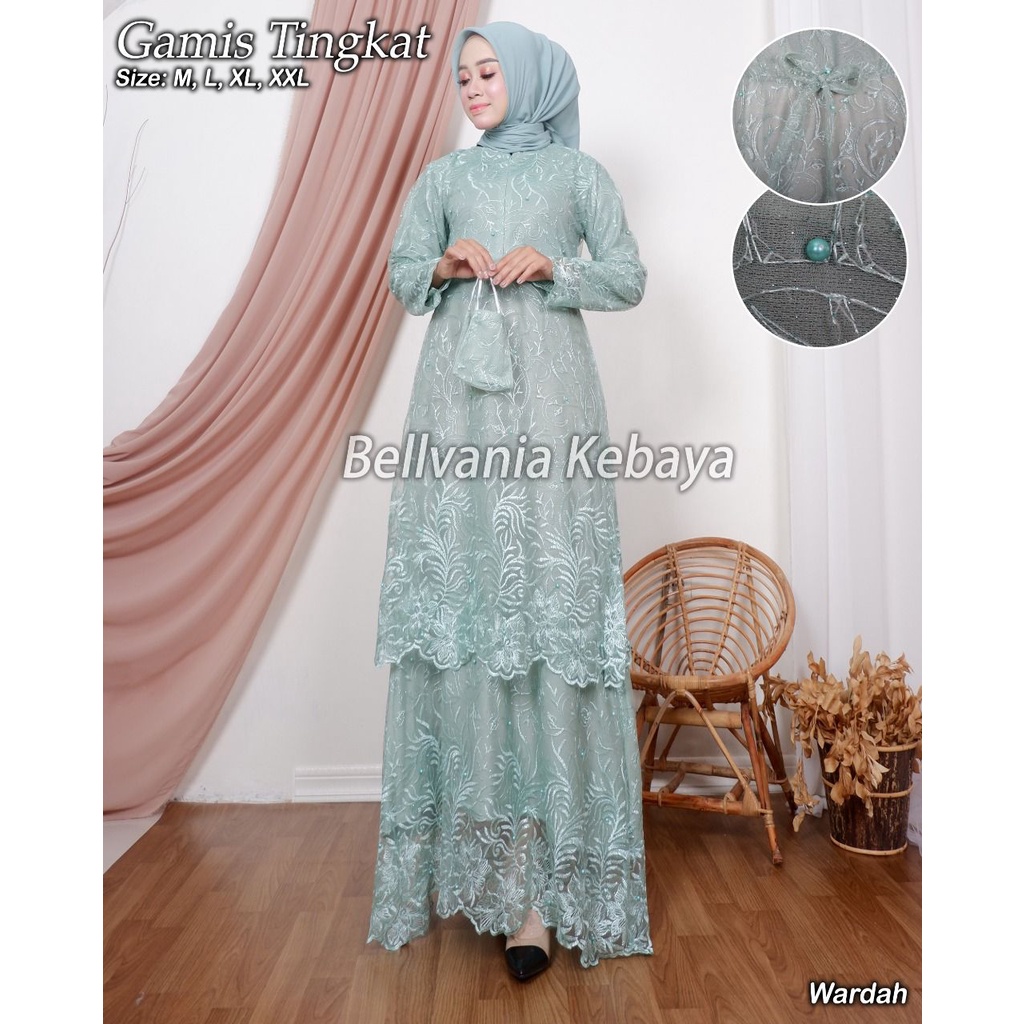 GAMIS WANITA TINGKAT BAHAN TULLE FULL FURING MOCCA DAN WARNA LAIN (FREE MASKER)