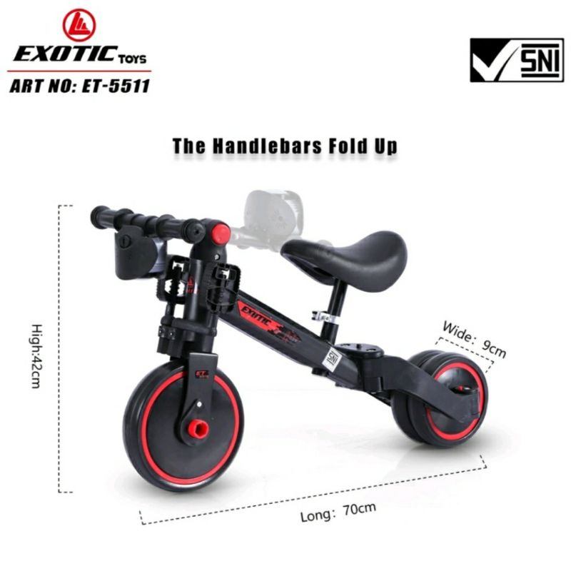 Sepeda anak Exotic ET-5511 | Push Balance Bike 3in1 Sepeda Anak Roda Tiga