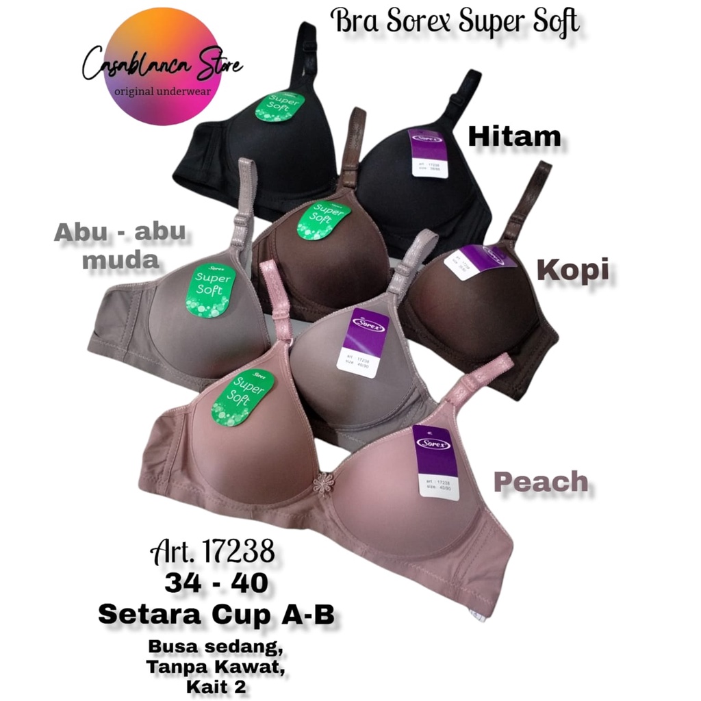 BH SOREX SUPER SOFT ART. 17238 Tanpa Kawat, Busa Sedang, Kait 2