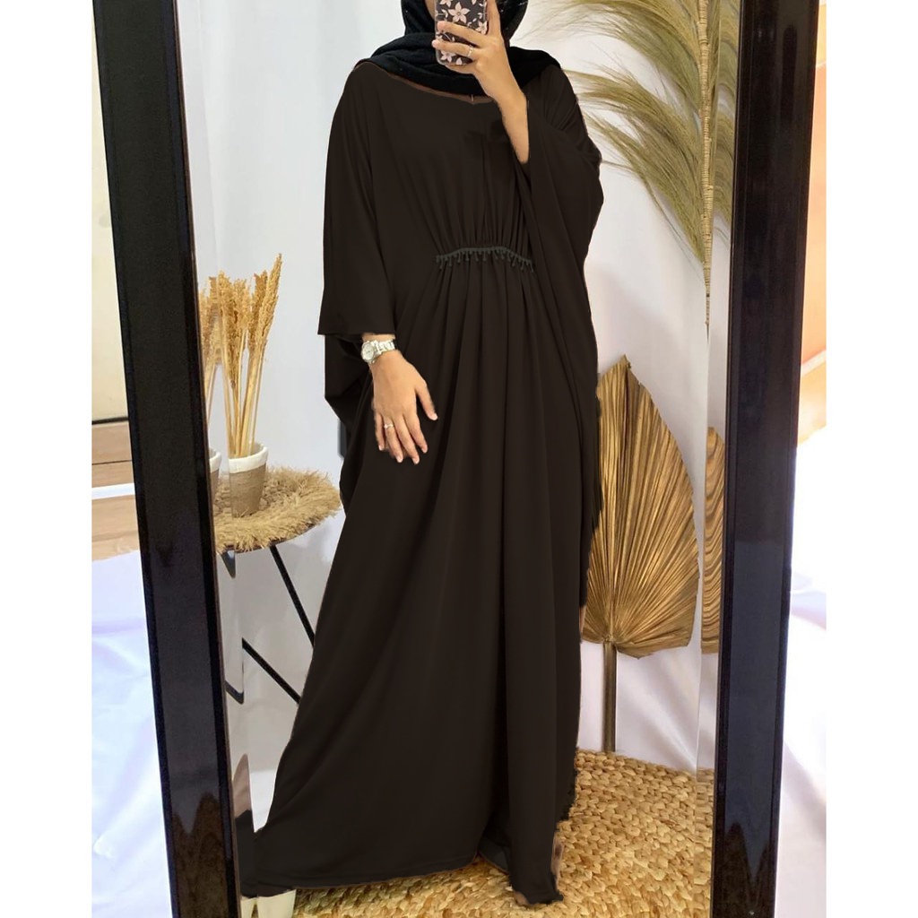 Baju Gamis Wanita Remaja Murah NB /XL Letsmuslimah Cewek Muslim Hijab Syari Muslimah 2022 Terbaru Lt-KAFTAN HITAM