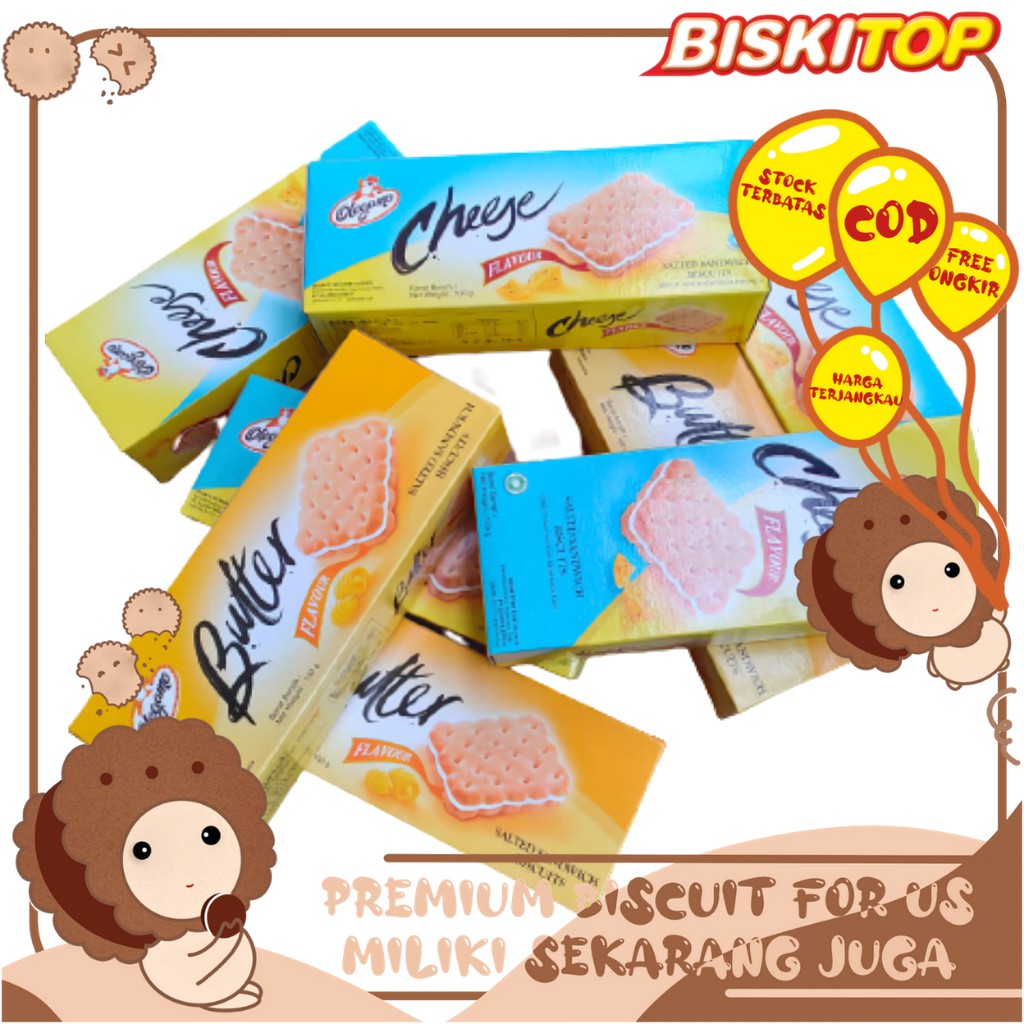 

BISKITOP - Olegamo Butter & Cheese sandwich 100Gr Biskuit Box Renyah Biskuit keluarga Biscuit keju