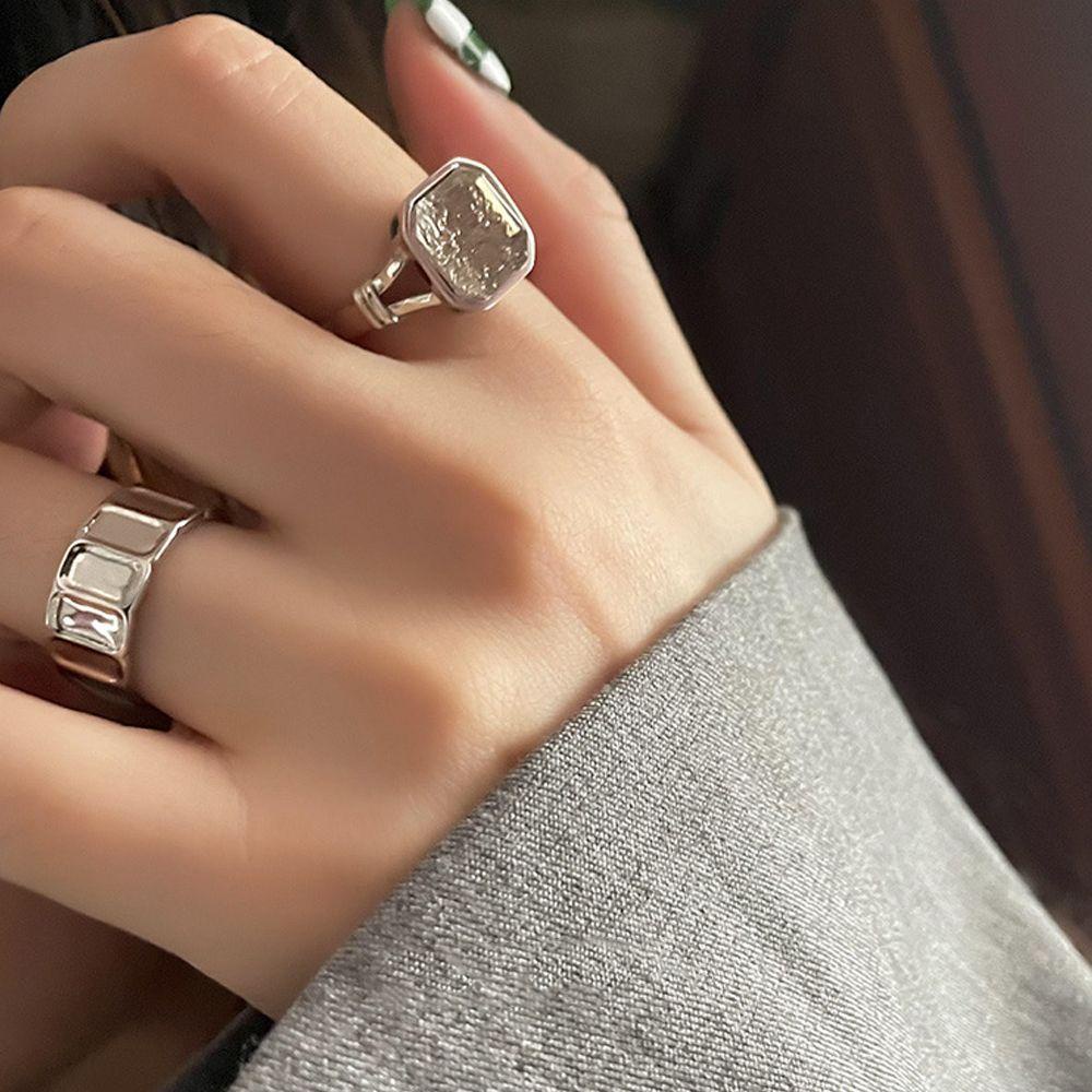 Mxbeauty Wanita Pembukaan Cincin Elegan Retro Punk Temperment Adjustable Sederhana Jari Perhiasan