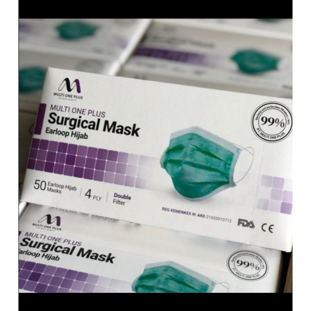 Masker Medis Bedah 4 Ply Premium Multi One Plus Earloop Hijab