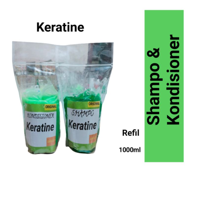 KONDISIONER KERATINE &SHAMPO KERATINE SMOTHING PELURUS RAMBUT PERMANEN 1000+1000ML