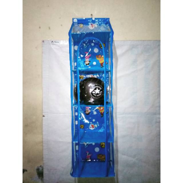 Rak helm gantung warna biru model terbaru resleting samping dan depan